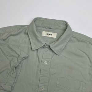 Buck Mason Draped Twill One Pocket Shirt Men's Large Short Sleeve Gray Green